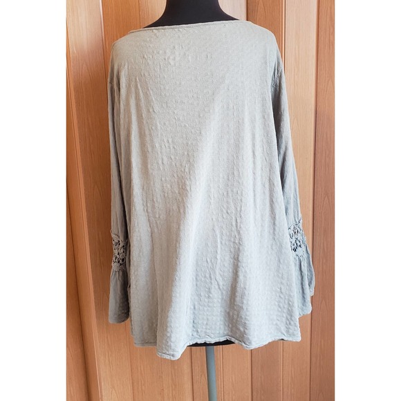 Sonoma size 2XL green long sleeve  crochet trim knit top - Picture 3 of 4